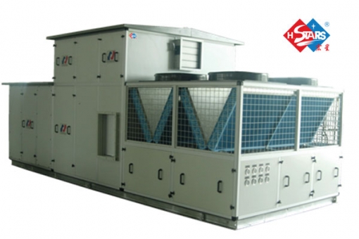 Unidade de ar condicionado acondicionado no telhado com temperatura e umidade constantes 