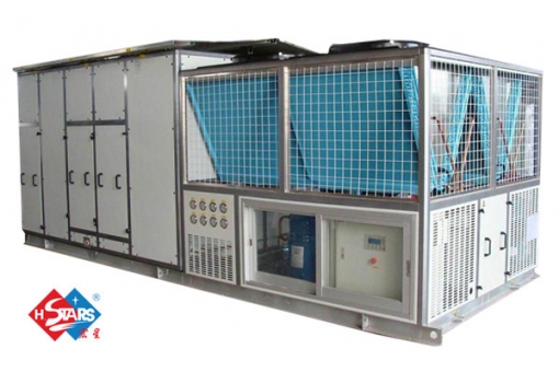 Unidade de ar condicionado acondicionado no telhado com temperatura e umidade constantes 